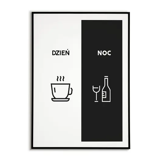 Plakat Kuchenny - Dzień Noc - Kawa wino Obniżka ceny