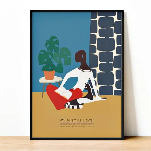 Niska cena Plakat Fine Art giclee Dziewczyna z kotką. Polski New Look