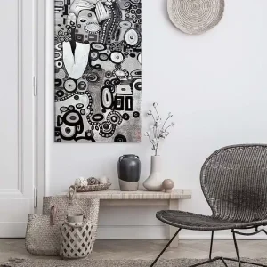 Ręcznie malowany 45x90 cm, srebrna wariacja pocałunku Klimta Niska cena