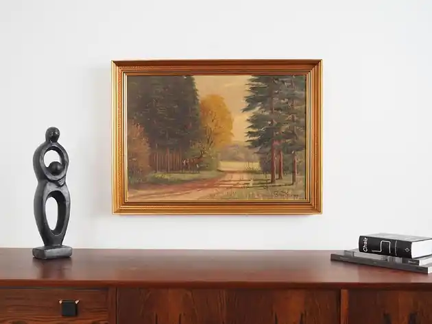 Hit sprzedaży Obraz Jeleń przy drodze, skandynawski design, lata 70