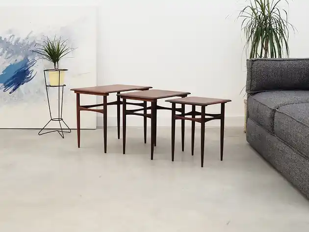 Komplet trzech stolików, lata 60, duński design, produkcja Dania Do wyczerpania zapasów
