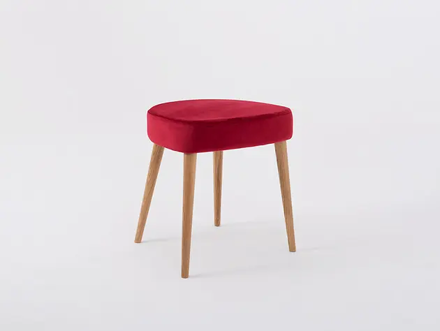 Taboret KIKO - czerwony, buk naturalny Szybka dostawa