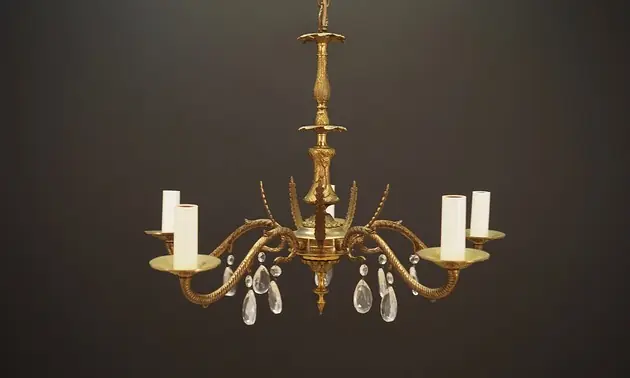 Taniej Żyrandol mosiężny, duński design, lata 60