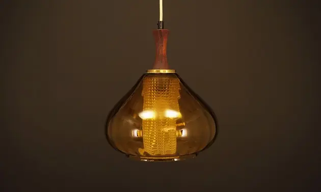 Łatwy zwrot Lampa wisząca szklana, duński design, lata 70