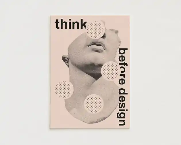 Think before design 03 / Oryginalna grafika / poster print / plakat z cytatem Super okazja