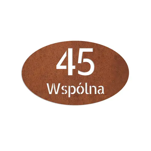 Owalny szyld, tablica adresowa ze stali corten Wysoka jakość