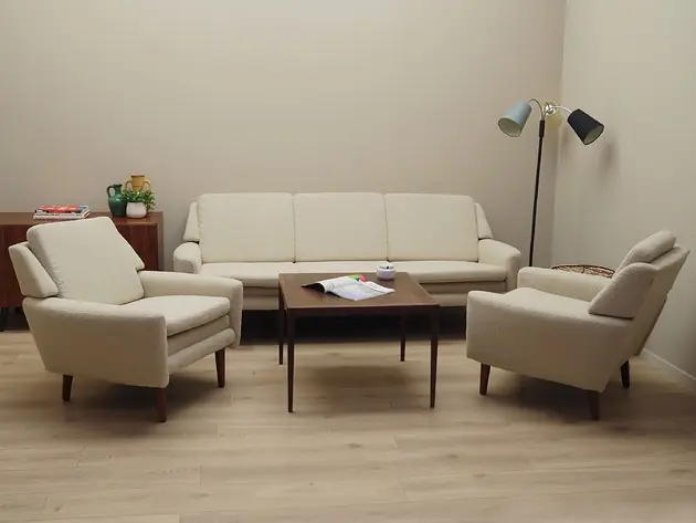 Hit sprzedaży Sofa kremowa, duński design, lata 70, produkcja Dania