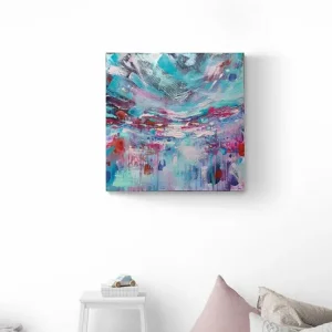 Łatwy zwrot Obraz ręcznie malowany na płótnie 40x40 cm - abstrakcyjny pejzaż