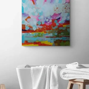 Ekspresowa dostawa Obraz ręcznie malowany na płótnie 50x50 cm - abstrakcyjny pejzaż