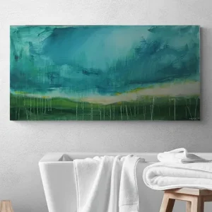 Obraz ręcznie malowany na płótnie 50x100 cm - abstrakcyjny pejzaż Nowość