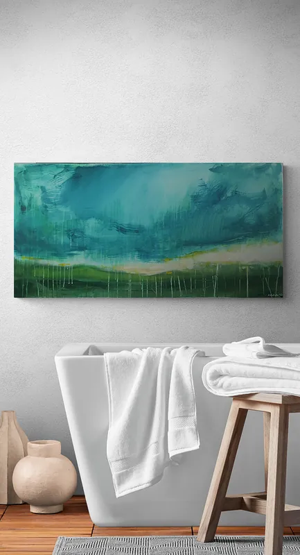 Obraz ręcznie malowany na płótnie 50x100 cm - abstrakcyjny pejzaż Nowość