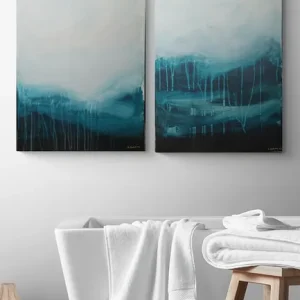 Obrazy ręcznie malowane na płótnie - dwa 40x50 cm - abstrakcyjny pejzaż Super okazja