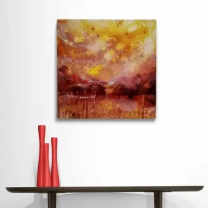 Obraz ręcznie malowany na płótnie 30x30 cm - abstrakcyjny pejzaż Premium