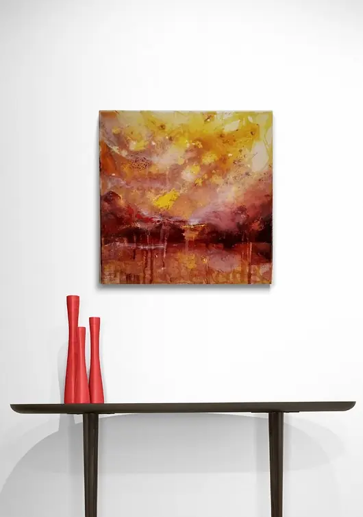 Obraz ręcznie malowany na płótnie 30x30 cm - abstrakcyjny pejzaż Premium