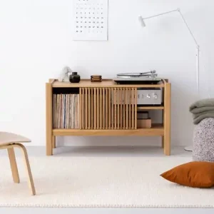 JAMM LOW 111 - szafka pod gramofon i płyty winylowe, lite drewno dębowe Łatwy zwrot
