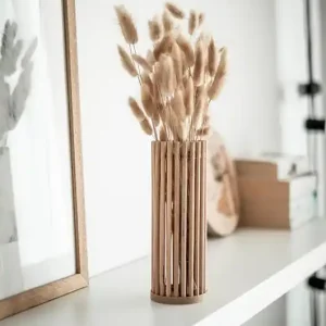 Wazonik na kwiaty suszone -drewniana boho dekoracja rattan style Hit cenowy