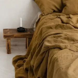 Lniana narzuta simple - golden ochre Zamów teraz