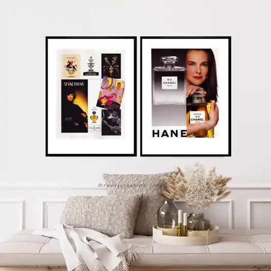Zestaw dwóch kolaży reklamowych CHANEL i GUERLAIN, pliki cyfrowe Cena promocyjna