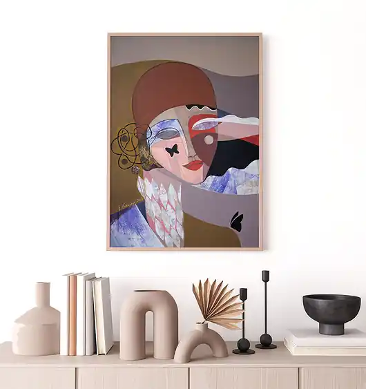 Taniej Plakat Dama z motylami
