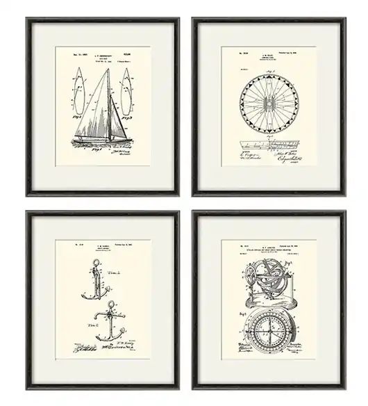 Popularny Rysunek patent żagle żeglarstwo vintage prezent