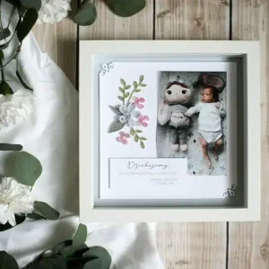 Nowy Ramka podziękowanie dla lekarza ze zdjęciem dziecka i kwiatami quilling