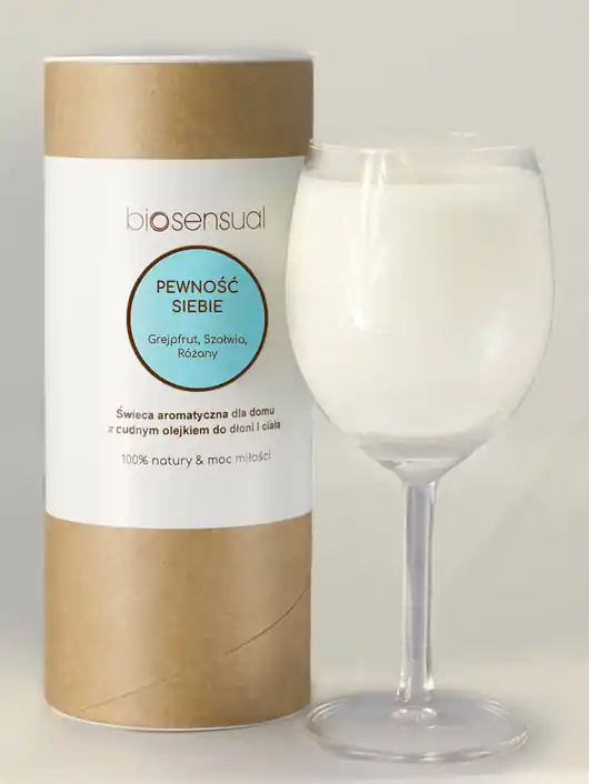 Świeca do masażu i aromaterapii PEWNOŚĆ SIEBIE 200g KIELICH Nowy