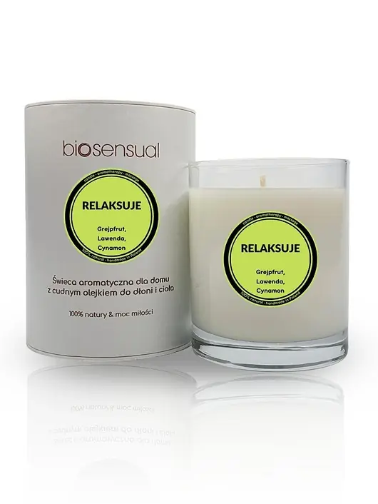 Bezpieczna płatność Świeca do masażu i aromaterapii RELAKSUJE 200g