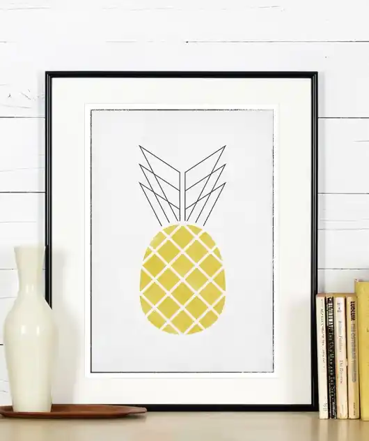 Plakat do kuchni, minimalizm, ananas, owoce, A3 Taniej