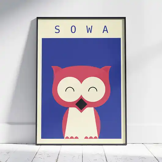 Taniej Sowa - plakat dla dzieci, zwierzęta, dekoracja do pokoju dziecka