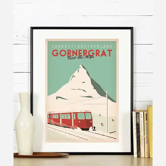 Plakat, Gornergrat, Zermatt, Szwajcaria, Alpy Tani