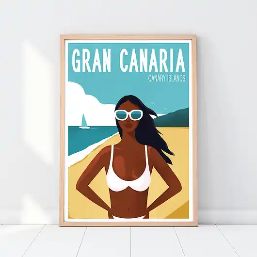 Gran Canaria, Wyspy Kanaryjskie, plakat, plaża Taniej