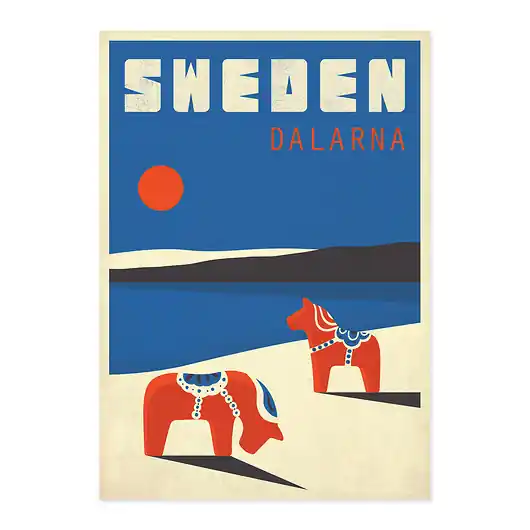 Promocja Szwecja, Dalarna, Dala, Plakat, Skandynawia, Koń
