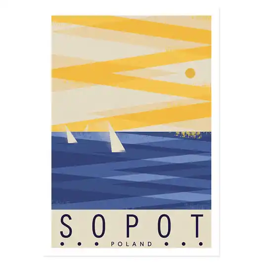 Plakat, Sopot, Polska, morze, Bałtyk, żagle Do wyczerpania zapasów
