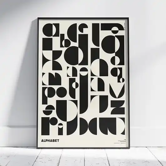 Ostatnie sztuki Plakat abstrakcyjny, abstrakcja, geometria, typografia - Alfabet