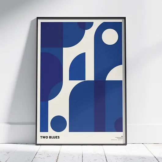 Promocja Plakat abstrakcyjny, abstrakcja, geometria - Dwa Odcienie Niebieskiego