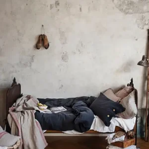 Ekspresowa dostawa Lniana poszewka na poduszkę z falbanką Charcoal