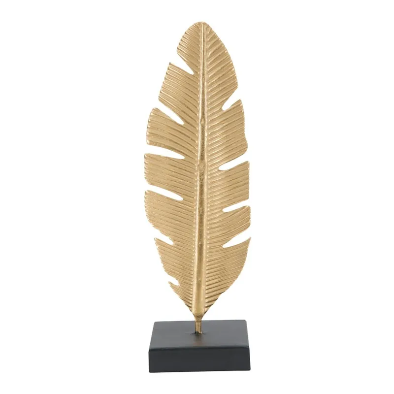 Popularny Świecznik dekoracyjny w złotej barwie Mauro Ferretti Feather, wys. 34 cm Bonami