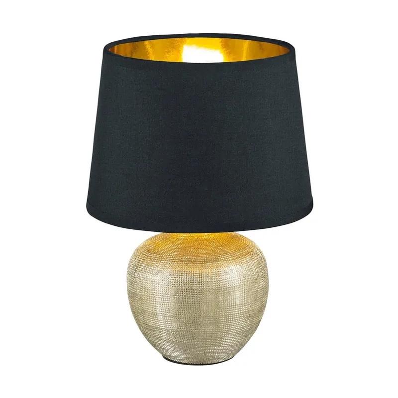 Wysoka jakość Czarna lampa stołowa z ceramiki i tkaniny Reality Luxor, wys. 26 cm Bonami