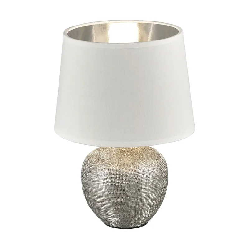 Łatwy zwrot Biała lampa stołowa z ceramiki i tkaniny Reality Luxor, wys. 26 cm Bonami