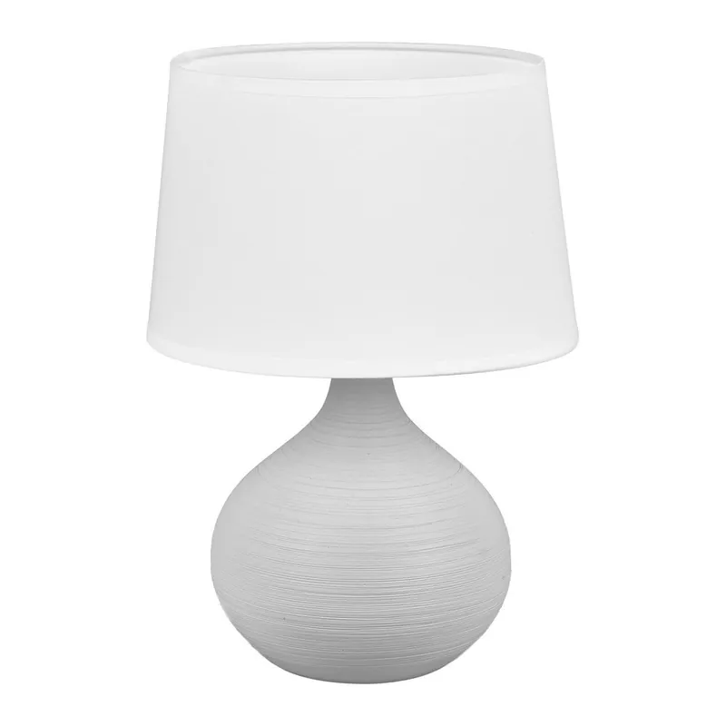 Oferta Biało-brązowa lampa stołowa z ceramiki i tkaniny Reality Martin, wys. 29 cm Bonami
