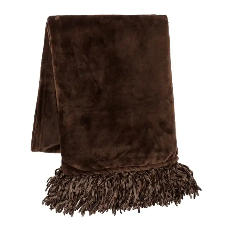 Ciemnobrązowy koc Tiseco Home Studio Flanelo, 170x130 cm Bonami Kup online