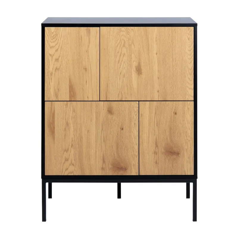 Nie przegap Czarno-naturalna wysoka komoda w dekorze dębu 80x103 cm Seaford – Actona Bonami