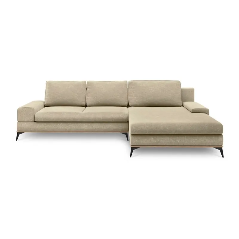 Beżowy rozkładany narożnik Windsor & Co Sofas Planet, prawostronny Bonami Ostatnie sztuki