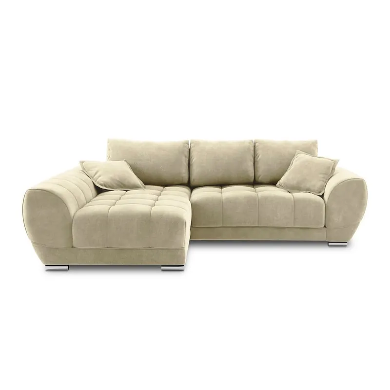 Wysoka jakość Beżowy rozkładany narożnik z aksamitnym obiciem Windsor & Co Sofas Nuage, lewostronny Bonami