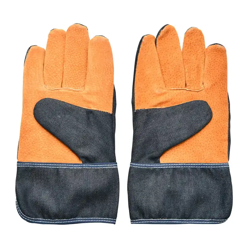 Tani Niebiesko-pomarańczowe rękawice ogrodowe Esschert Design Denim Bonami