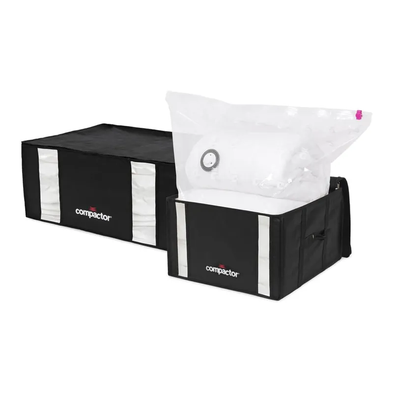 Kup online Tekstylne pojemniki do przechowywania ubrań zestaw 2 szt. próżniowe/usztywniane 50x65x27 cm Black Edition – Compactor Bonami