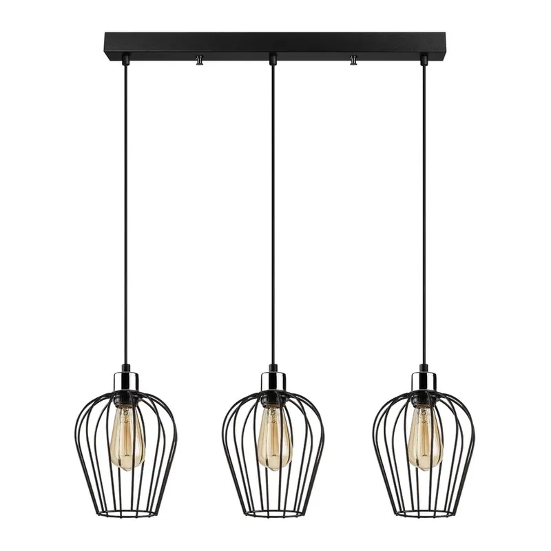 Czarna lampa wisząca z 3 kloszami Opviq lights Tel Long Bonami Niska cena