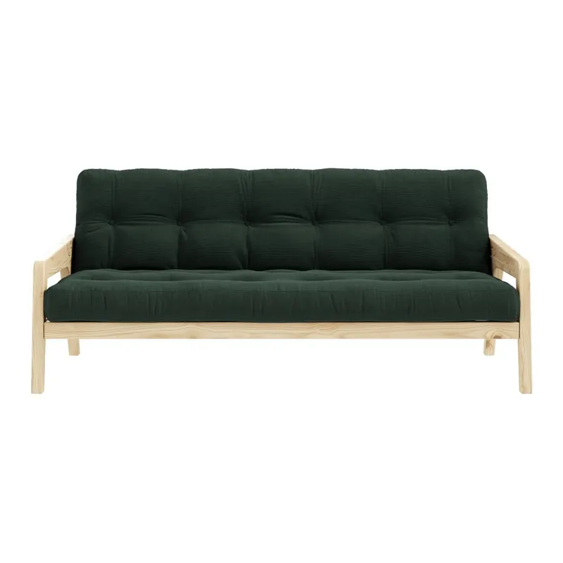 Sofa rozkładana ze sztruksową tapicerką Karup Design Grab Raw/Dark Green Bonami Bezpieczna płatność