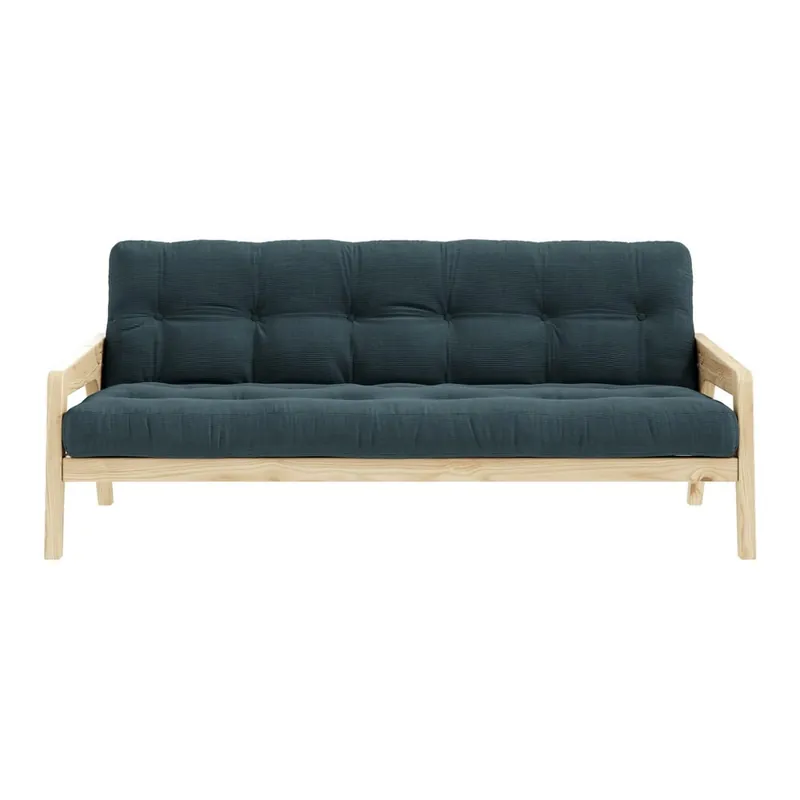 Ciemnozielona sofa rozkładana ze sztruksową tapicerką Karup Design Grab Raw/Pale Blue Bonami Bezpieczna płatność
