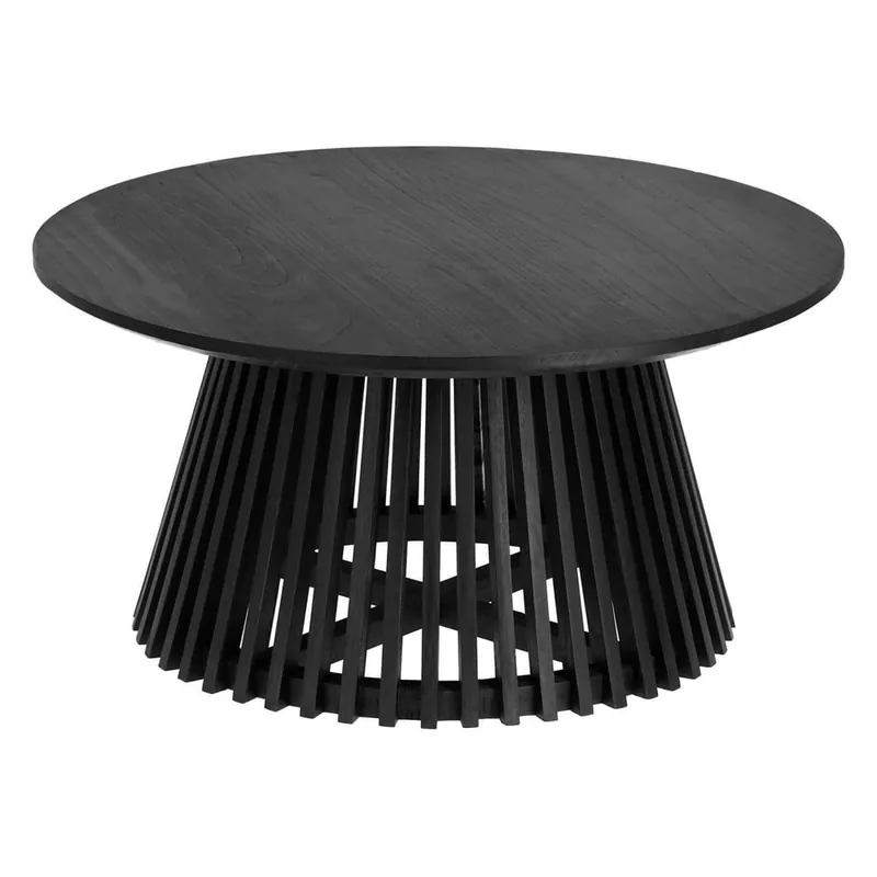 Szybka dostawa Czarny stolik z drewna tekowego Kave Home Irune, ⌀ 80 cm Bonami
